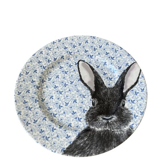 Royal Stafford Floral Blue Chintz Easter Bunny Dinner Plates 11in Set of 4 New - Picture 8 of 15
